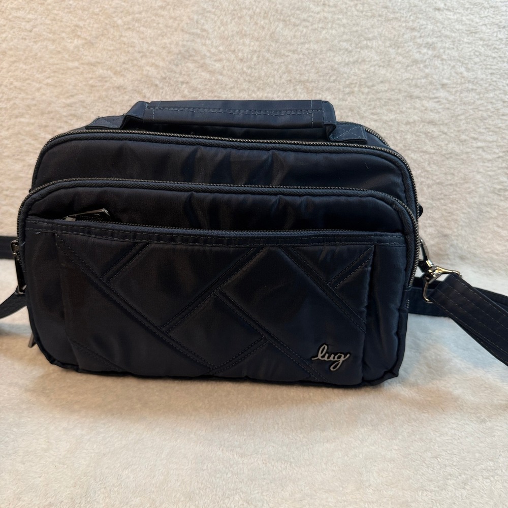 Lug Scoop SE Crossbody Bag Navy Blue Quilted Multi-Pocket Travel Shoulder Bag